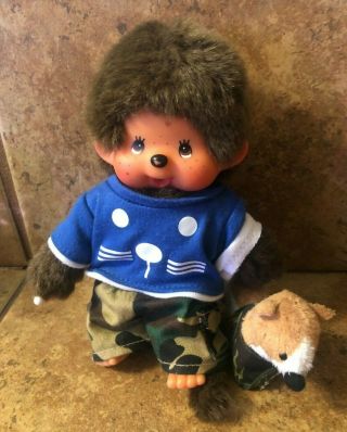 Vintage Monchhichi Doll With Clothes And Dog