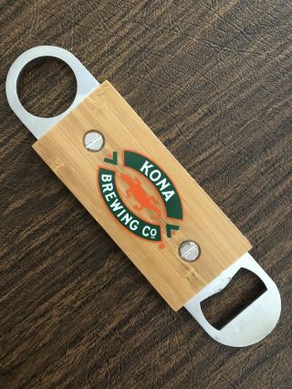 Rare Kona Brewing Bottle Opener - Graphics On Both Sides - Real Wood