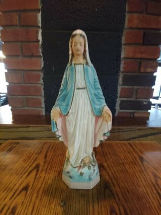 Vintage Chalkware Plaster Virgin Mary Madonna Cs113 Figurine Statue 13.  5 "