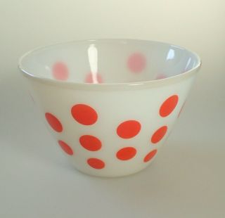 Vintage Fire King Red Dots 8 " 3 Quart Mixing Bowl