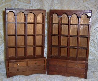 2 Vintage Enesco Wooden Miniatures Or Thimble Display Cases Like China Cabinets