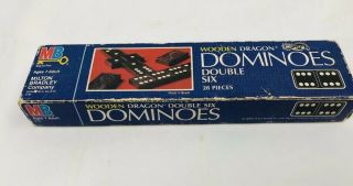 Dragon Dominoes Double Six Wooden Vintage 1983 Milton Bradley Rare Collectible