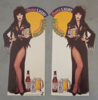 2 Vintage 1980s " Elvira - Mistress Of The Dark " Coors Light Cutouts 9 " Tall Each