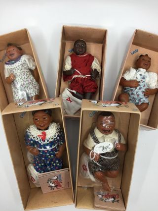 5 Daddy Long Legs African American Babies Dolls By Julie Hill&karen Germany