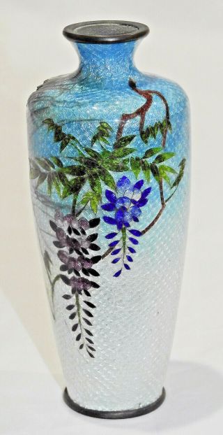 Antique Japanese Ginbari Cloisonne 6 " Vase With Wisteria - Unusual