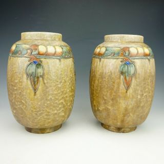 Vintage Cranstone Pottery - Large Tube Lined Vases - Art Deco