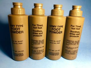 Army Type Foot Powder - - Four 2 1/2 Oz Plastic Bottles Contr.  No.  40 - 627