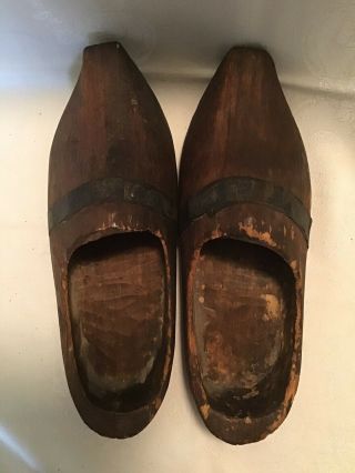 Vintage Wooden Shoes Authentic Hand Carved Dutch 1800’s