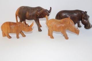 Vintage Hand Carved Wood Safari Animals