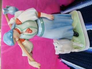 Vintage Zsolnay=peasant Women= With Dog Xl - Porcelain Figurine - - 13 Inches Tall