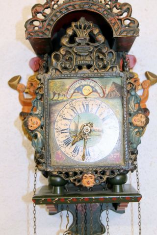 Old Wall Clock Dutch Stultyen Stool Clock Stoelklok Dutch Clock Moonphase
