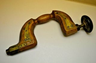 Antique Pilkington Brass Plated Bit Brace Hand Drill 2