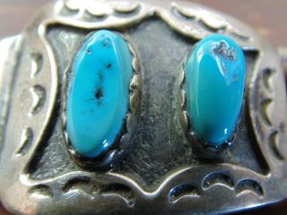 Men ' s Vintage Old NAVAJO INDIAN 925 Sterling Silver & Blue Turquoise Watch Tips 3