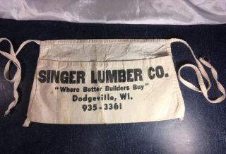 Vintage Advertising Nail Apron,  Singer Lumber Co.  Dodgeville,  Wisconsin 2