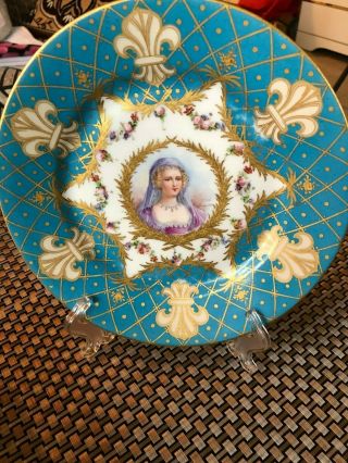 Antique Celeste Blue SEVRES Porcelain Plate 2