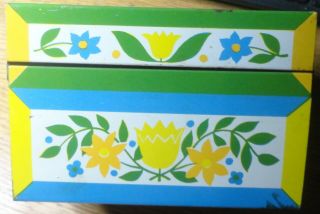 Vintage Tin Metal Recipe File Box By Syndicate Mfg Co.  Cool Retro Flowers