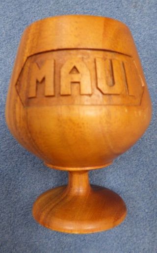 Vintage 1960 Maui Hawaii Monkey Pod Wood Hawaiian Tiki Bar Oasis Luau Island Mug