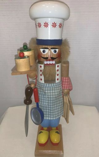 Vtg Steinbach 17 " Nutcracker Baker Chef Cook West Germany Stamped Collectible