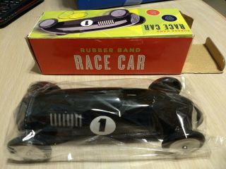 Nip Rubber Band Black Race Car Orig Box Wind Up Racing Indy Type Racer