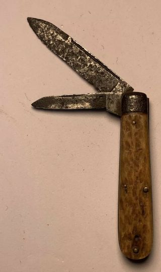 Vintage/antique Two - Blade Pocket Knife With Bone Handle