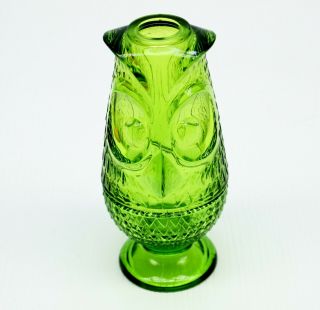 Vintage Viking Glass Green Owl Fairy Lamp Glimmer Votive Tea Light Candle Holder