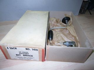 Vintage Millers Falls 1410 W/box 10  Sweep Ratcheting Bit Brace Auger Drill Nos