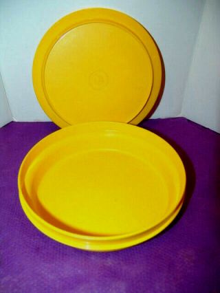 Vintage Tupperware Yellow 6 3/4 " Seal N Serve Bowl 1253 Seal Lid 1207 - Euc