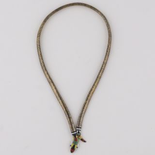 Vtg Art Deco Egyptian Revival Rolled Gold Enamel Snake Necklace 3