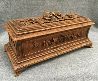 Big Antique Black Forest Box Made Of Wood Mid - 1900 