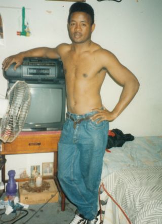 Vintage Photo Muscular Handsome Shirtless Spanish Black Guy In Bedroom Gay Int