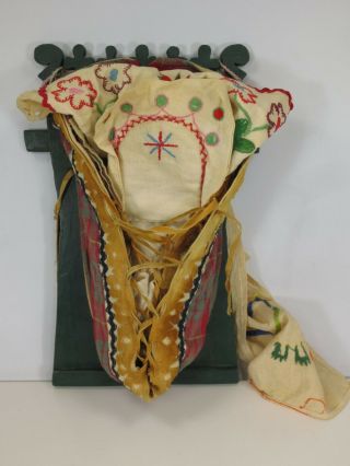 Vtg Native Canadian Papoose Tikinagan Cradle Board Souvenir By Jean Meekis 14 "