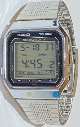 Vintage 1983 Casio Tc - 600 Touch Sensor Calculator Watch Tc600 Japan