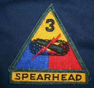 Vintage U.  S.  Army 3rd Armored " Spearhead " Division Tab And Cut Edge Patch