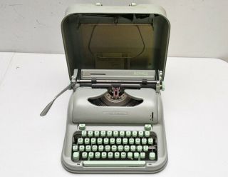 Vintage Hermes Media 3 Typewriter - Seafoam Green With Hardshell Travel Case