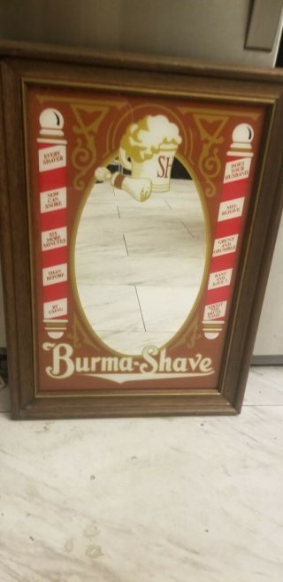 Vintage Burma - Shave Cream Barber Shop Pole Advertising Mirror Sign 15x21 "