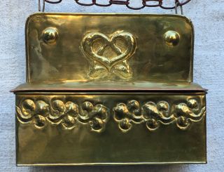 Vintage Paul Beau Montreal Repousee Brass Copper Candle Pantry Wall Box Lid 11 "
