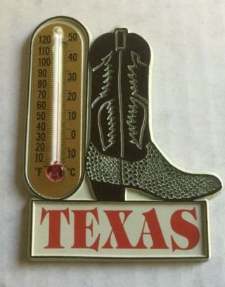 Vintage Texas Cowboy Boot Thermometer Rubber Fridge Magnet