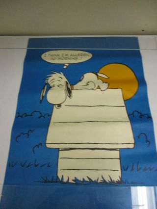 Vintage 1958 Snoopy Peanuts Schulz Hallmark Allergic To Morning Poster 20 X 28