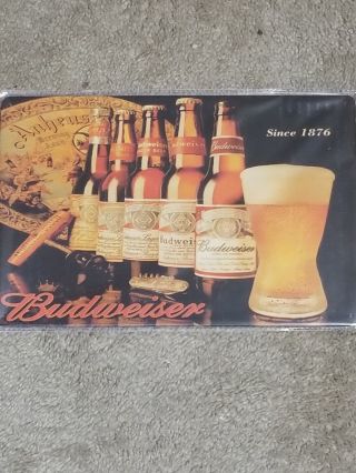 Budweiser Tin Sign Since 1876 Beer Bottles Retro Vintage Bar/pub U.  S Seller