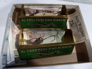 Two Vintage Al Foss Lures And Al Foss Tins