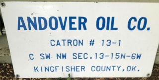 Vintage Oil Well Lease Sign Andover.  Kingfisher County,  Ok,  Metal