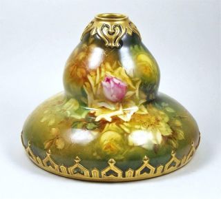 Antique Royal Bonn Vase Hand Painted Roses Squat Gourd Raised Geometric Border
