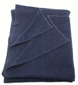 VTG 100 Wool US Navy Blanket Throw Cabin Lodge Camp Solid Dark Blue 58 