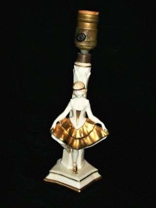 ANTIQUE GERMAN ART DECO DRESDEN SITZENDORF LADY FLAPPER PORCELAIN LAMP FIGURINE 3