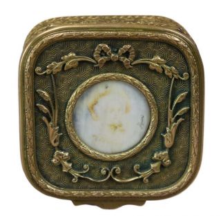 Antique French Bronze Pompadour Lady Portrait Miniature Jewelry Box Circa 1900