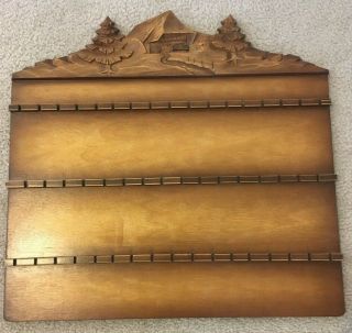 Black Forest Wood Souvenir Spoon Rack Collector Wall Display Holder Holds 50