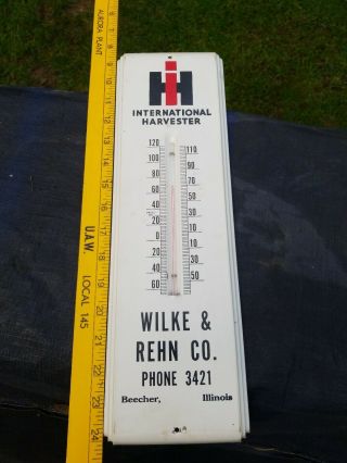 Vintage Ih International Harvester Thermometer Sign Beecher,  Il