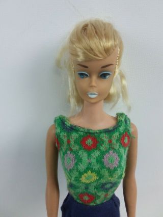 Vintage Blonde Swirl Ponytail Barbie Doll Wearing Rare Lunch Date Pak