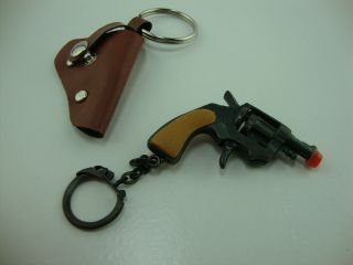Vintage Miniature Toy Cap Gun Pistol With Holster,  Key Chain