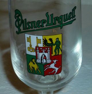 Pilsner Urquell Beer Glass Fancy Footed Cup Goblet Vtg Advertising 6.  5 